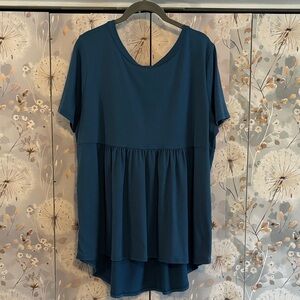 Women’s Teal Short Sleeve Peplum Top